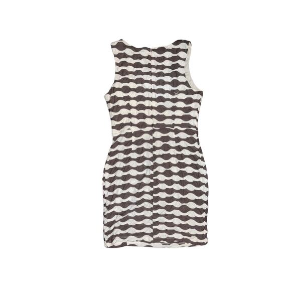 Forever 21 mini sleeveless dress black and white wavy pattern bodycon size M - Picture 2 of 6